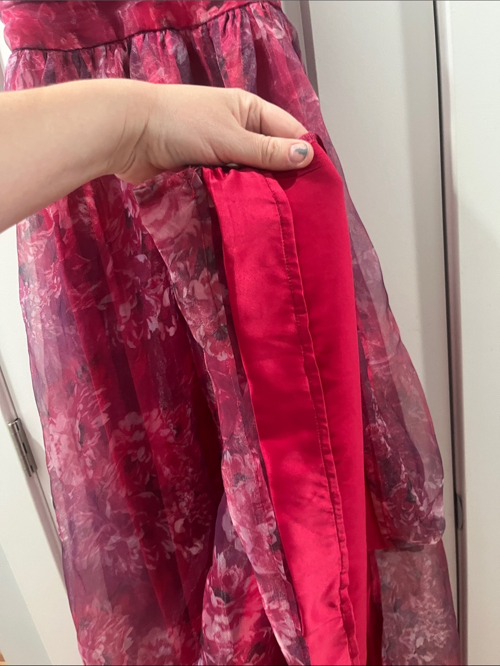 Lulus XL Romance That Wows Magenta Floral Print Organza Maxi Evening Prom Ball - Picture 11 of 17